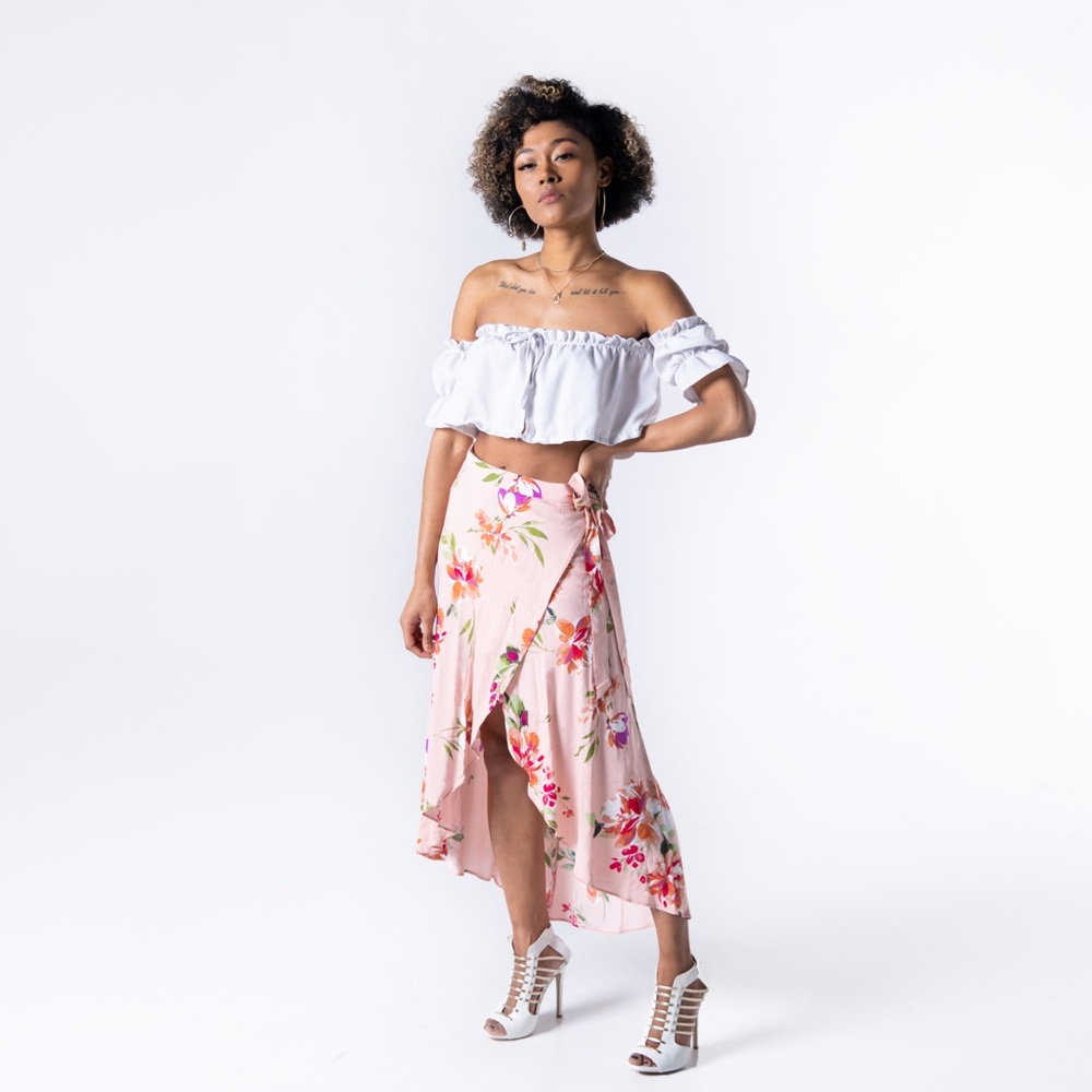 Foral wrap skirt